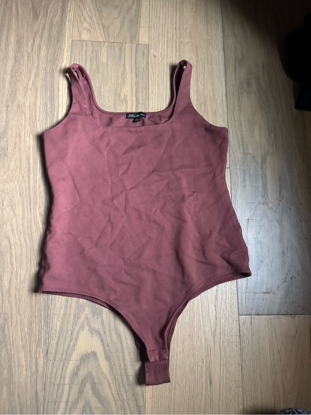 Shinestar Mauve Square Neck Tank Bodysuit Size L Rayon Stretch